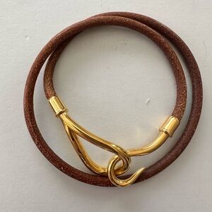 Hermes Gold Tone Jumbo Hook Double Tour Bracelet